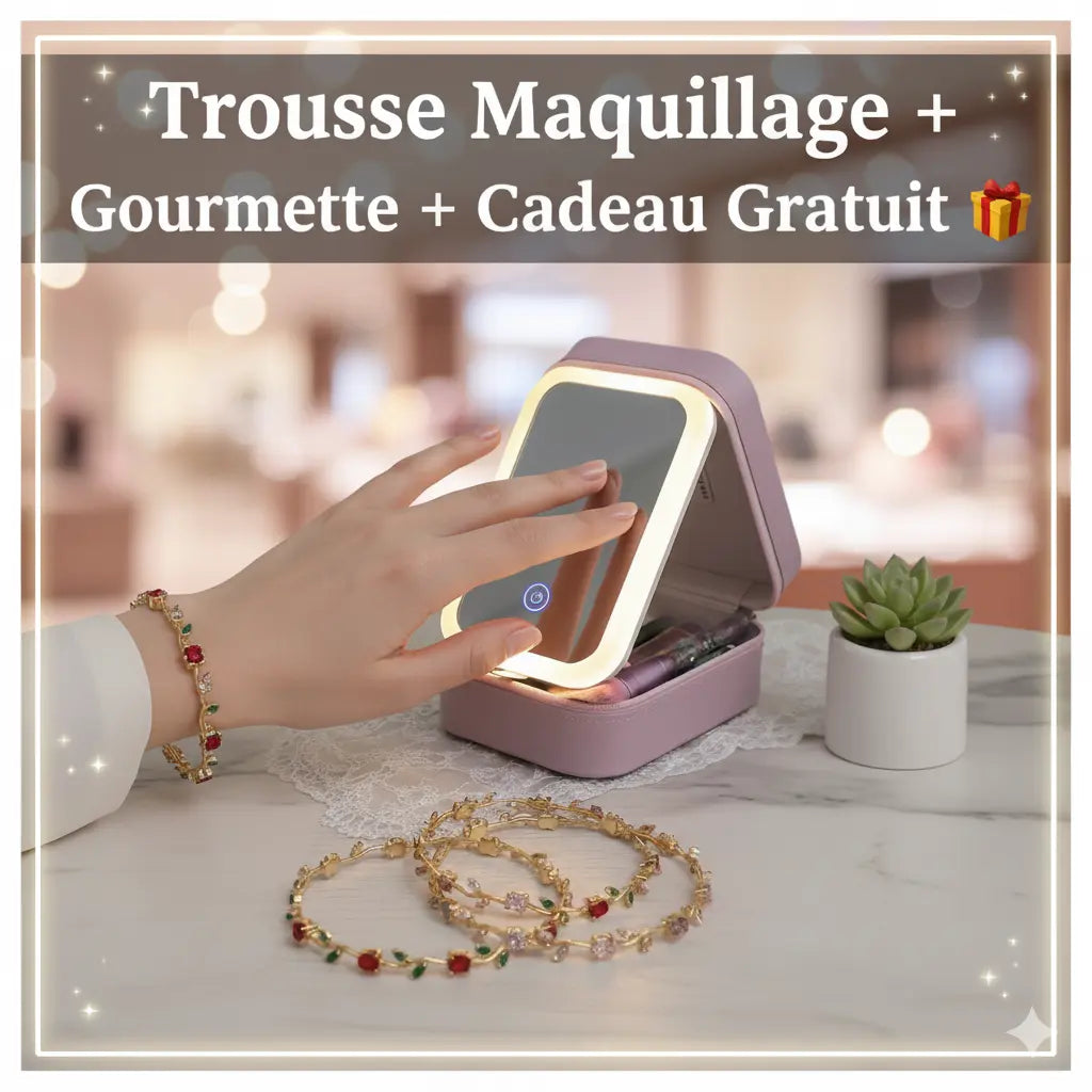 Pack Trousse Maquillage & Gourmette+ Cadeau ( Bague 💍)